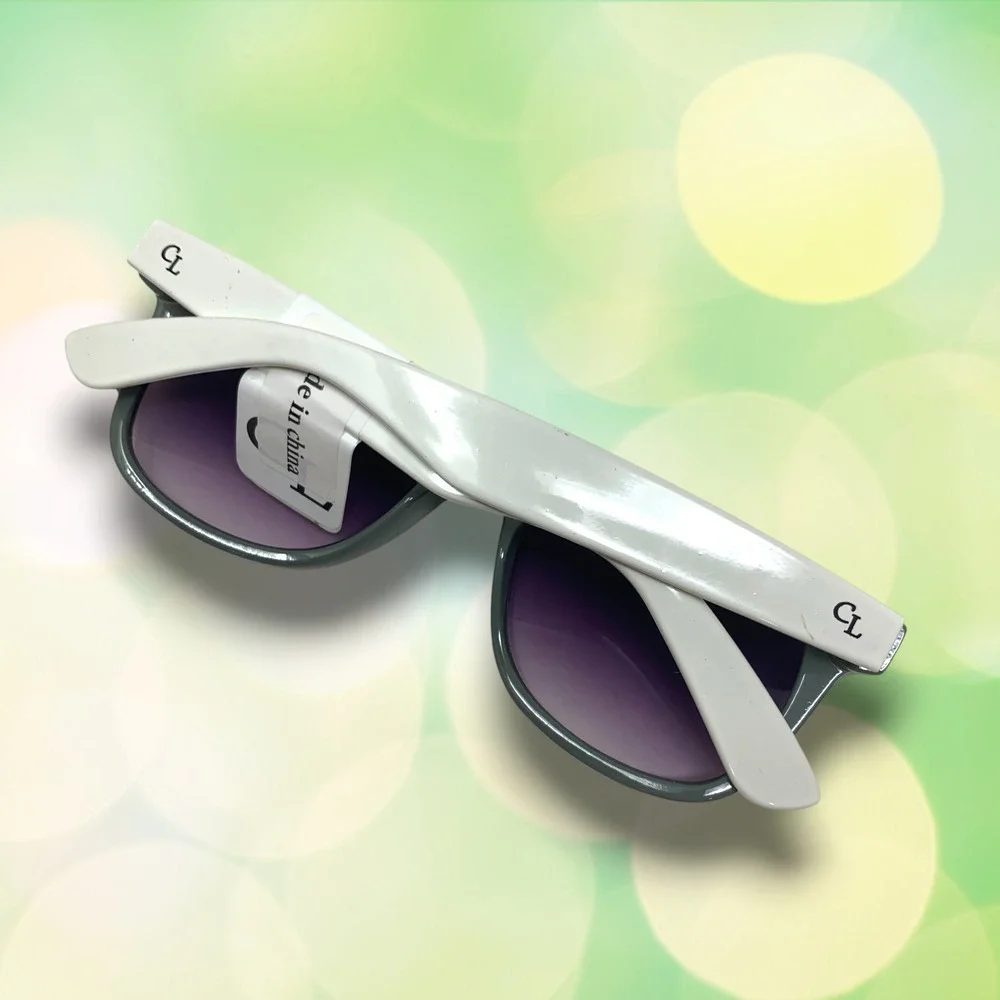 NEW Carolina Lemke Square Frame Classic Sunglasses Black/White Gray CL1002 NWT
